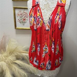 Free People Red Floral Tank Top